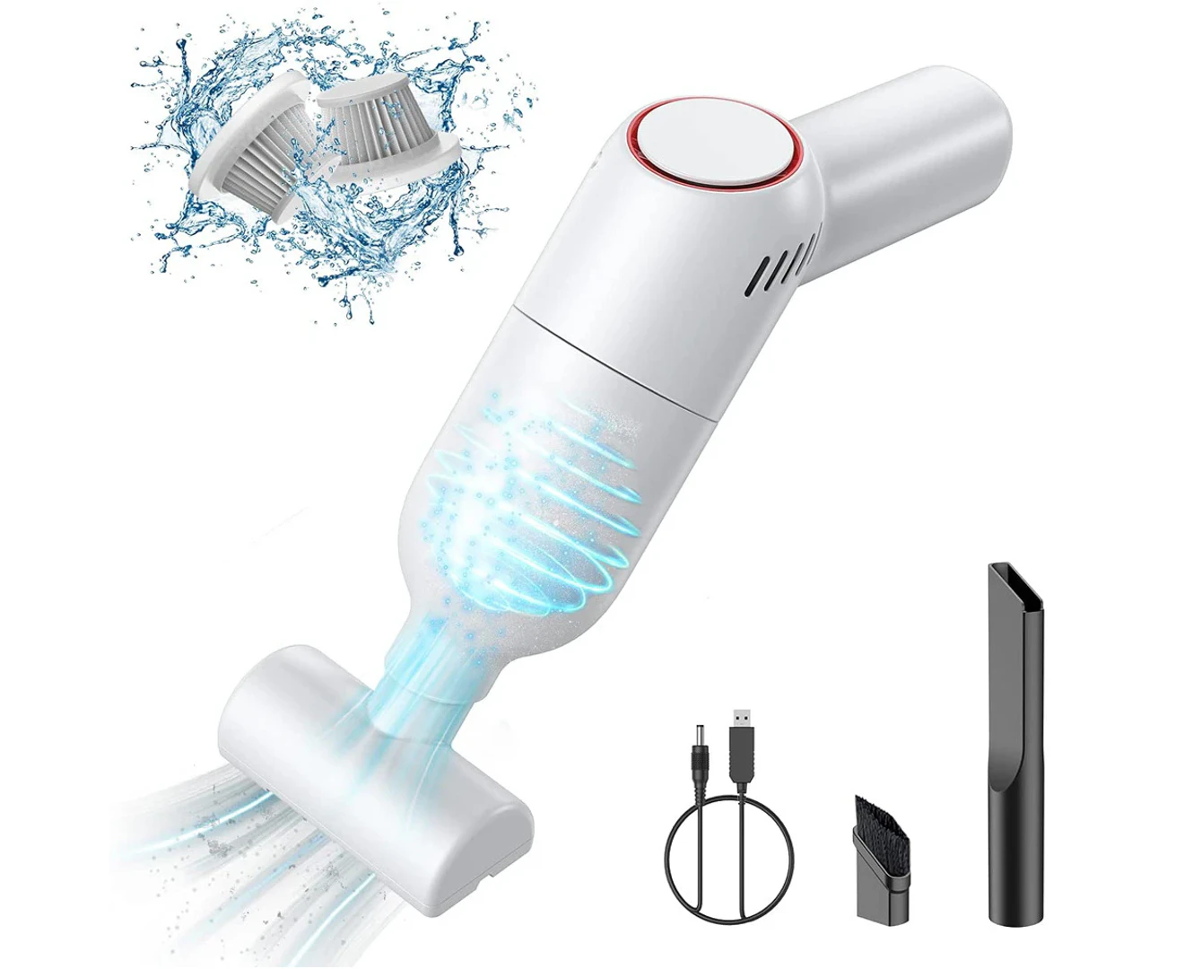 Aspirateur À Main Sans Fil : Mini Aspirateur À Main Rechargeable Avec Forte Aspiration, Aspirateur Portable Pour Voiture, Tapis Et Moquette, Idéal Pour Les Surfaces Sèches Et Humides.