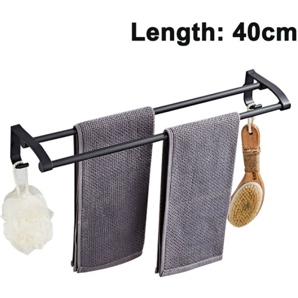 40cm Svart 304 Rostfritt Stål Perforerad/icke-perforerad Handduksstång Perforerad Handdukshållare För Badrum
