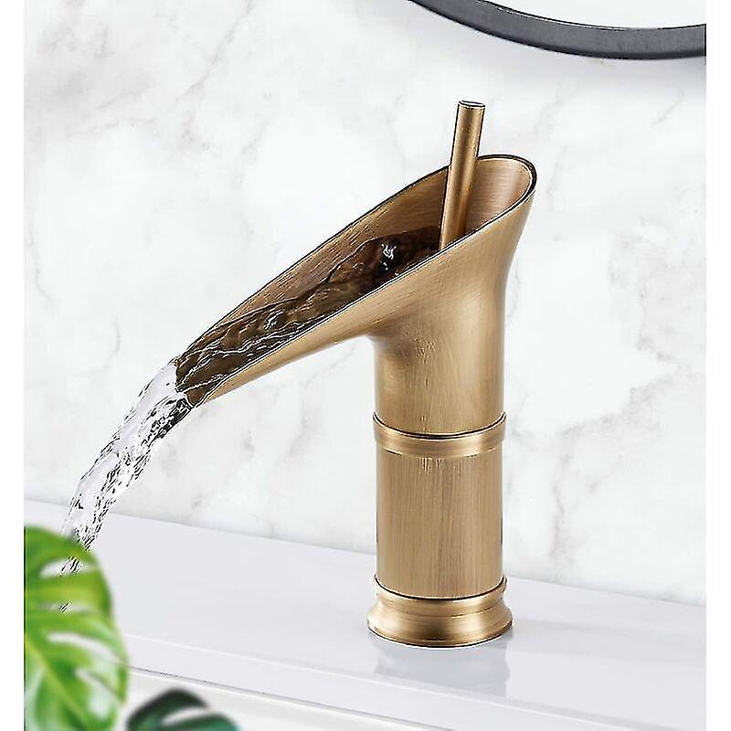Robinet De Salle De Bain Cascade , Robinet De Salle De Bain Noir Avec Mitigeur Cascade Eau Chaude/froide, Robinet De Lavabo Cascade Élégant En Laiton