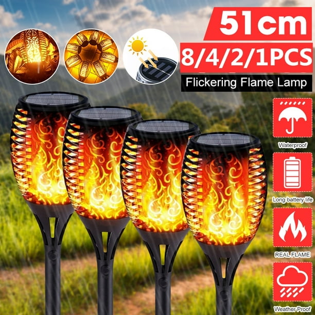 Lampes Torches Solaires D'Extérieur À 12 Led Avec Flamme Dansante - 8/4/2/1 Pièces
