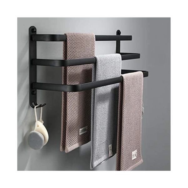 Hangare Handduk De Salle De Bain De 80 Cm, Svarta Väggmonterade Cintre Duk À Main Pour Douche Et Kök