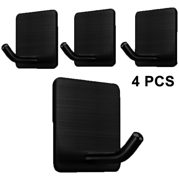 4-pack Självhäftande Krokar Rostfritt Stål Handduksrock Klädkrokar Black