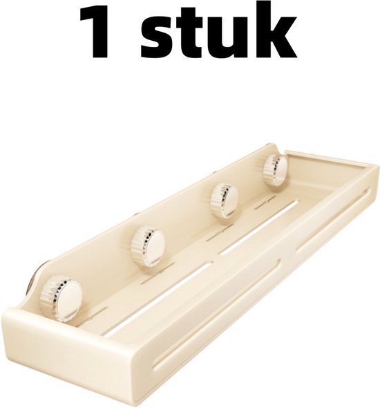 Stuk - Plank - Badkamerplank Voor Toilet En Wastafel - Badkameropbergrek Zonder Boren - Opbergrek Voor Douchegel - Badkamerwandplank - 50126,5 Cm - Gebroken Wit