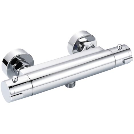 Todot – Mitigeur Thermostatique De Douche Chromé Mural En Laiton Massif – Bouton De Sécurité 38°c – Entraxe 150mm – Dbwf01gr