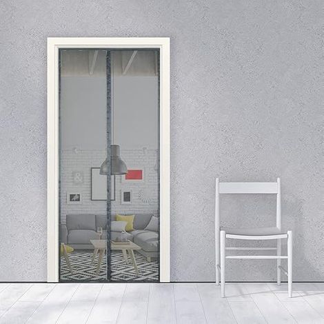 Moustiquaire Porte, 85x200cm Magnétique Ignifuge En Fibre De Verre Moustiquaire Aimantée Anti Feu Sur Mesure De Porte Rideau De Porte Antimoustique Avec Adhésives Rubans