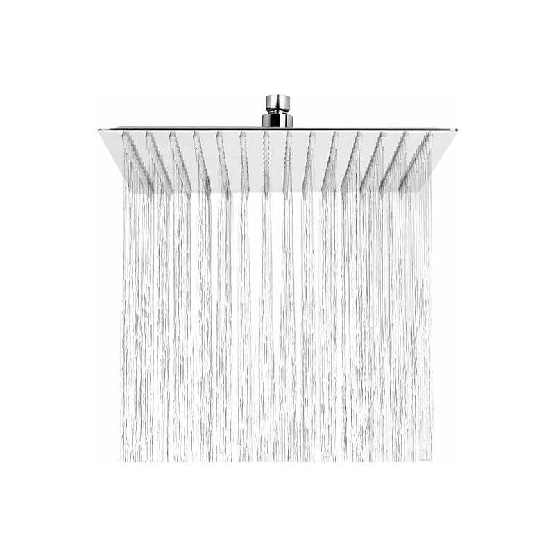 Pommeau De Douche À Effet Pluie Carré, Antitartre Et Économe En Eau Avec Buse En Acier Inoxydable 30 Cm Finition Chrome Poli (finition Miroir)