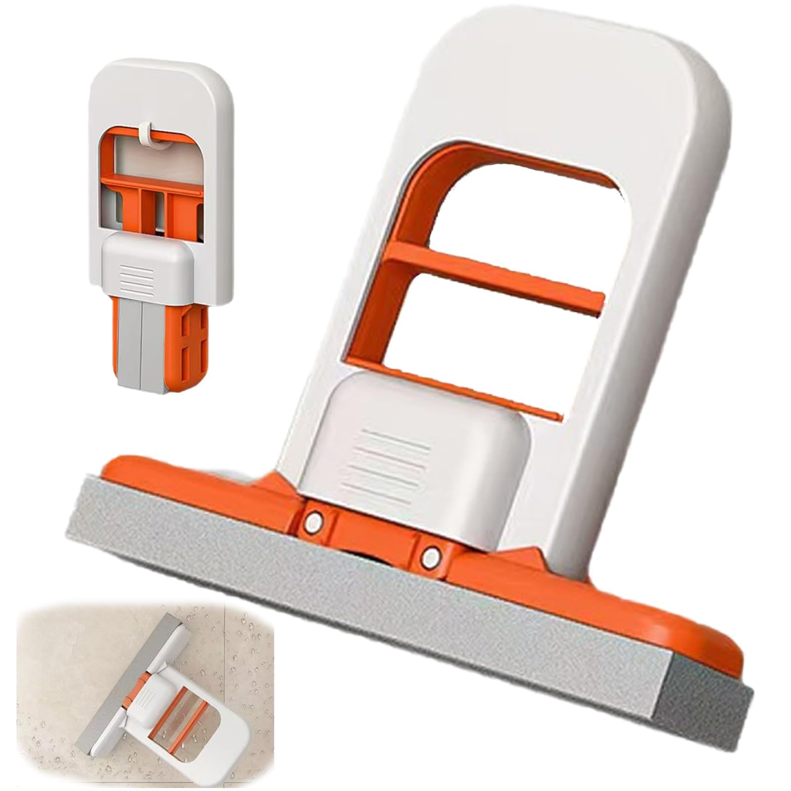 2-delige Opvouwbare Mini-mop - Vervangt Doeken - Handsfree - Absorberende Mini-mop Voor Huishoudelijk Gebruik - Nat En Droog - Oranje