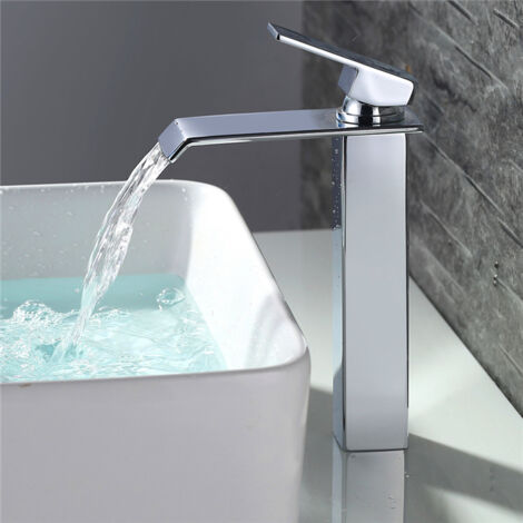 Robinet Salle De Bain Cascade Mitigeur De Lavabo Bec Haut Robinetterie De Lavabo Pour Vasque Chromé Design Moderne