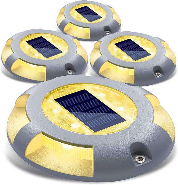 Lot De 4 Lampes Solaires D'Extérieur Étanches Pour Terrasse, Jardin, Allée, Marches, Quai (blanc Chaud) (sku Produit : 96665411 Sku Offre : Mkh25.7.16-5)