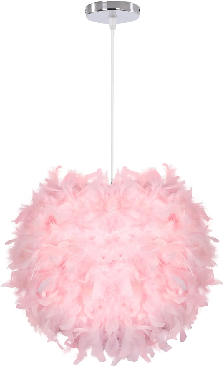 Chandelier Chandelier Diameter 30cm Pink Feather Pendant Light Bedroom Living Room Ceiling Light (pink)