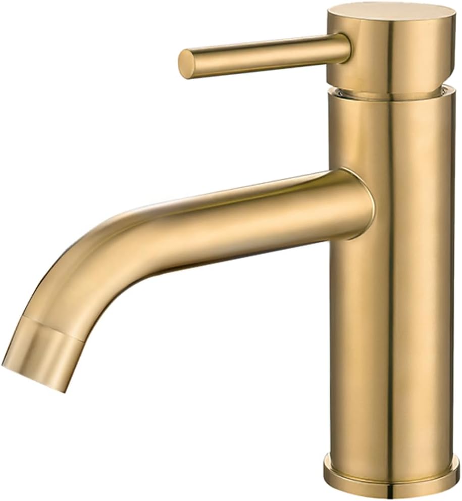 Robinet De Salle De Bain Mitigeur D'Évier, Mitigeur Eau Chaude Et Eau Froide, Étanche, Facile À Installer Laiton, Acier Inoxydable, Rond