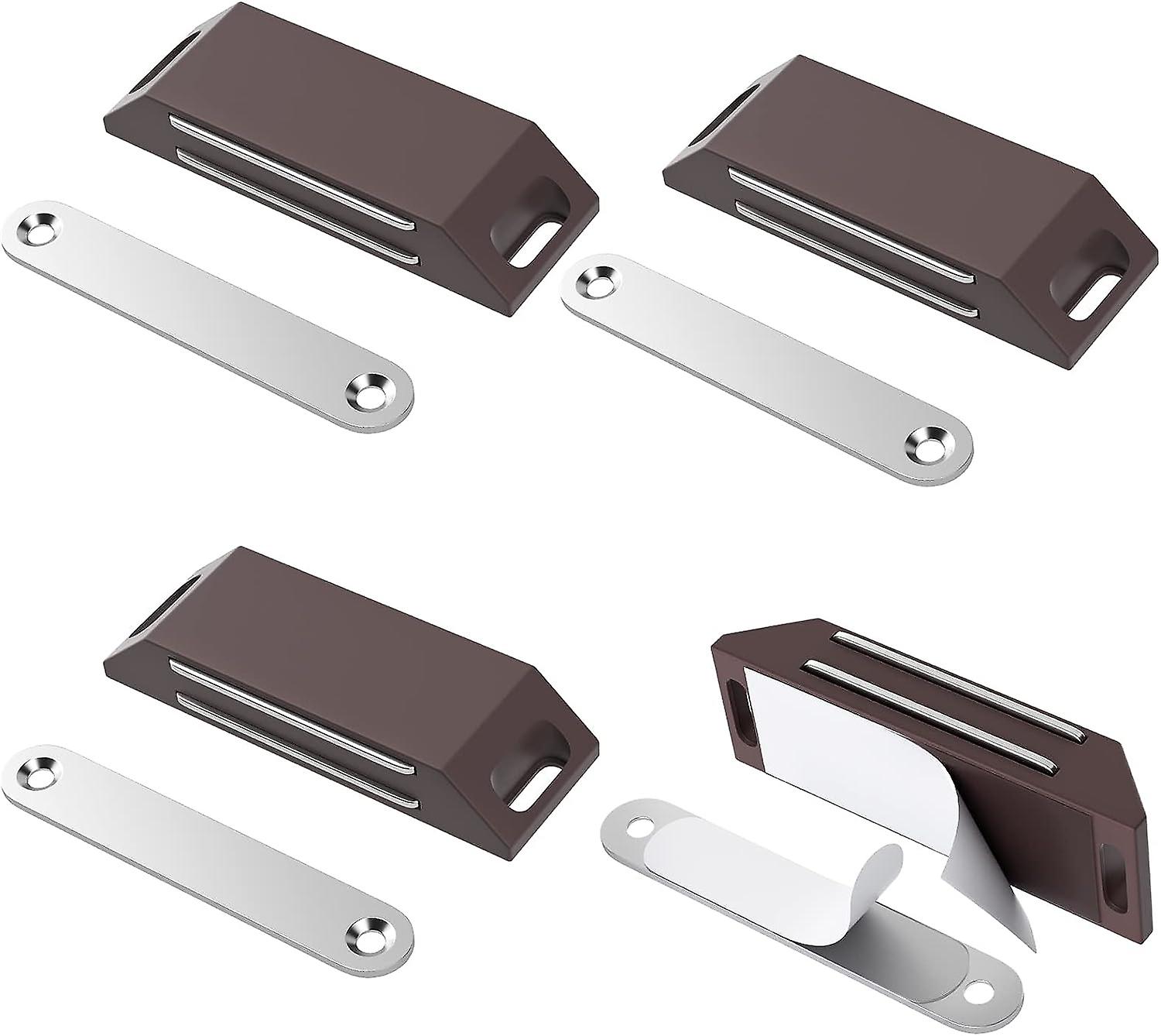 Lot De 4 Aimants De Porte Autocollants, Sans Perçage, Pour Portes De Placards Et Meubles. Fermeture Magnétique Puissante.