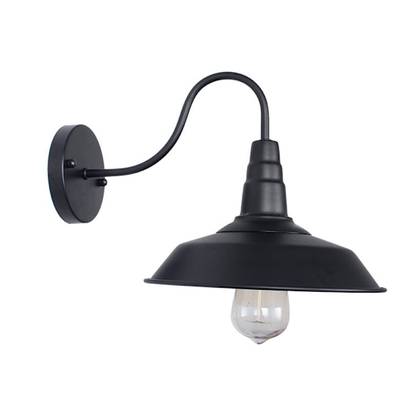 Rétro Industriel Vägglampa Métal Lampskärm E27 Lampa Pour Sovrum Vardagsrum Bar Svart - Svart