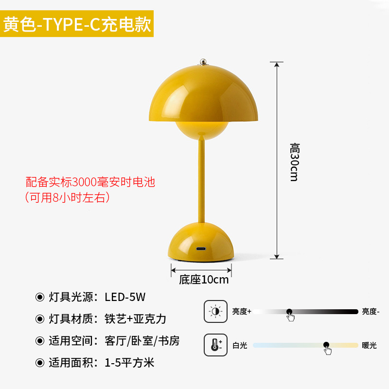 Lampe De Table Champignon Moderne, Style Rétro, Led Moyenne
