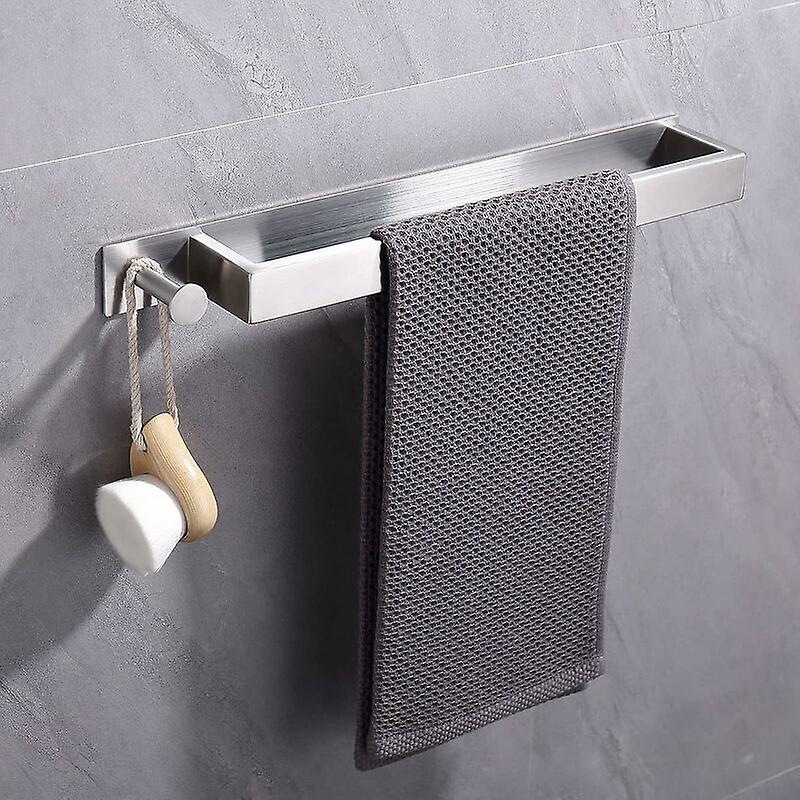 (40 Cm, Brushedstainless Steel Towel Rack, Self-adhesive Guest Towel Rack Without Drilling, Adhesive Bath Towel Rack With Hooks For Bathroom