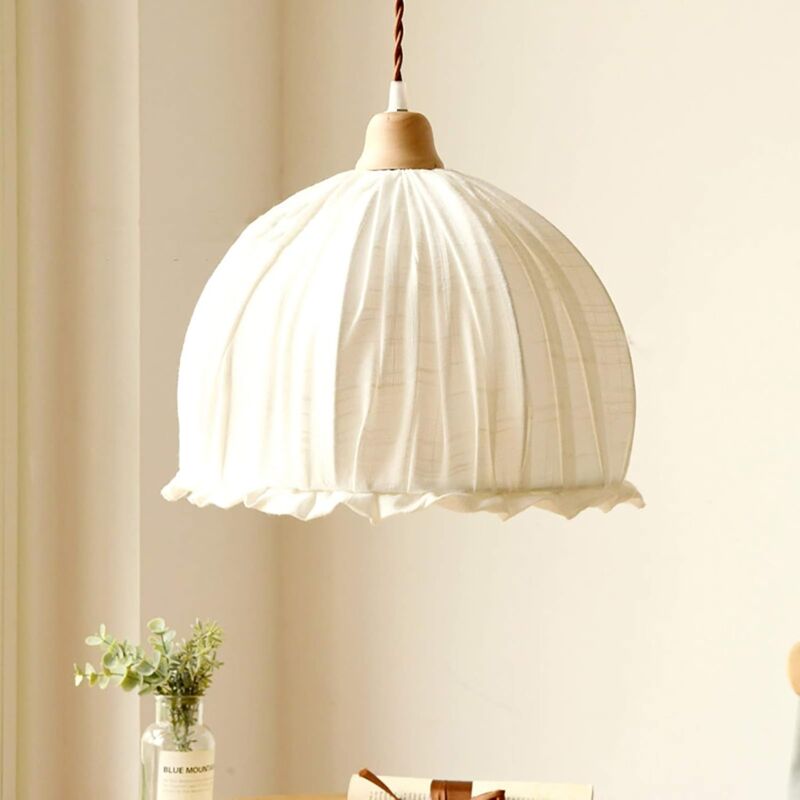 Lustre De Chambre À Tambour Moderne À 1 Lumière, Suspension Vintage À Abat-jour En Tissu, Suspension De Plafond En Lin De Style Campagnard Réglable Pour Chambre À Coucher