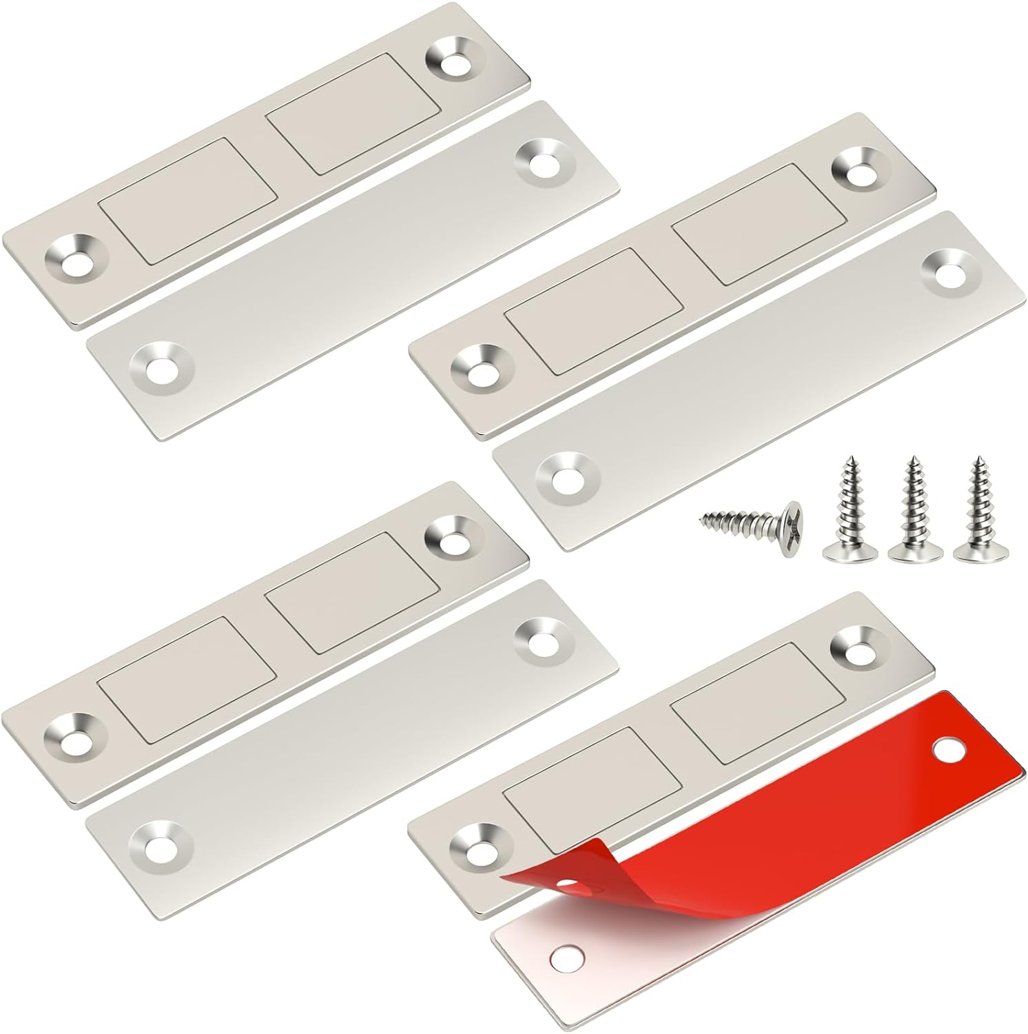 Aimant Porte Placard Puissant, Lot De 4 Ultra Mince Aimant Porte Pour Placard Cuisine, Loquet De Porte Magnétique Aimant Meuble Fermeture Pour Tiroir, Armoire, Porte Coulissant