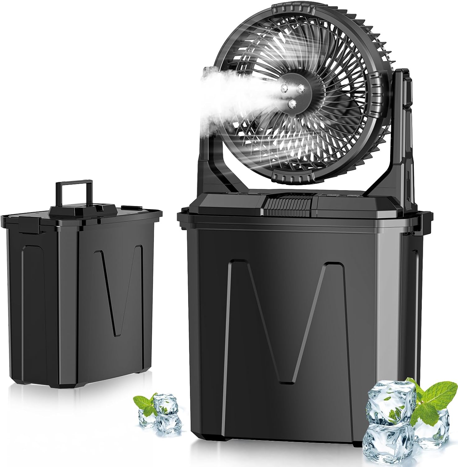 Ventilateur Brumisateur Portable Avec Réservoir D'Eau De 9 L Et Batterie De 20 000 Mah, 4 Niveaux De Vitesse, 4 Modes De Brumisation,lumières Led Rgb
