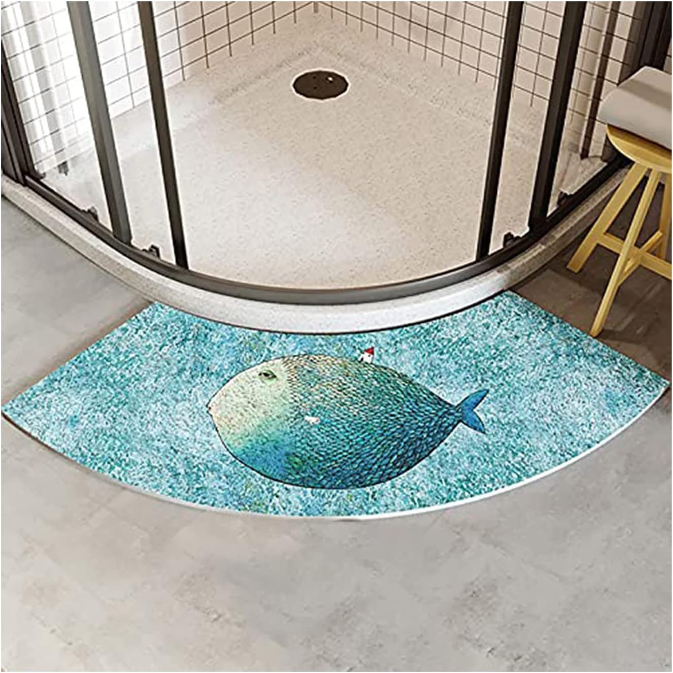 Tapis De Bain Incurvé, Tapis De Douche Incurvé, Tapis De Bain Incurvé Lavable, Ab