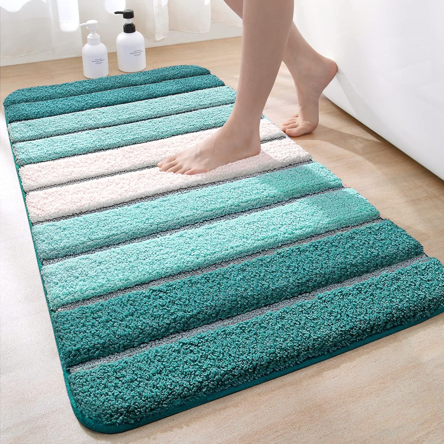 Tapis De Bain Antidérapant, Ultra Doux, Lavable En Machine, Absorbant, 50 X 80 Cm, (turquoise)
