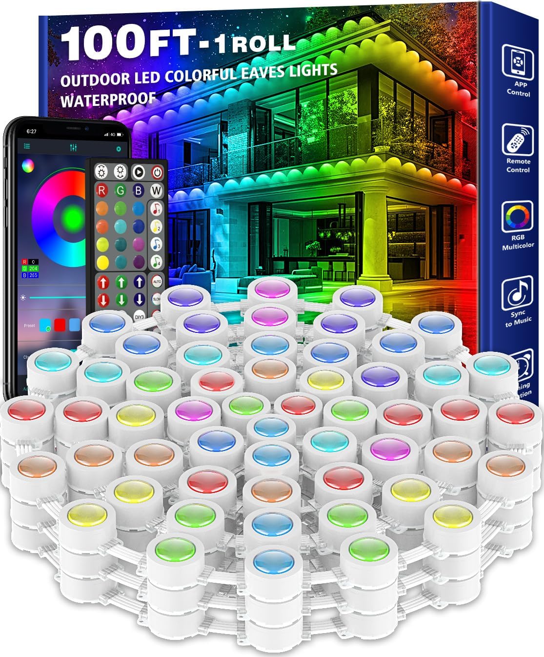 Éclairage Led Rgb Vertical D'Extérieur De 30 M, Étanche Et Intelligent, Avec Application Et Télécommande, Pour Décoration De Noël