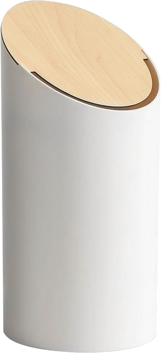 1 Pièce - Poubelle - Poubelle De Salon - Modèle Hôtelier Avec Mécanisme À Ressort Et Couvercle À Charnière - Seau De Rangement - Avec Anneau De Rinçage - Convient Pour Salle De Bain, Salon Et Chambre
