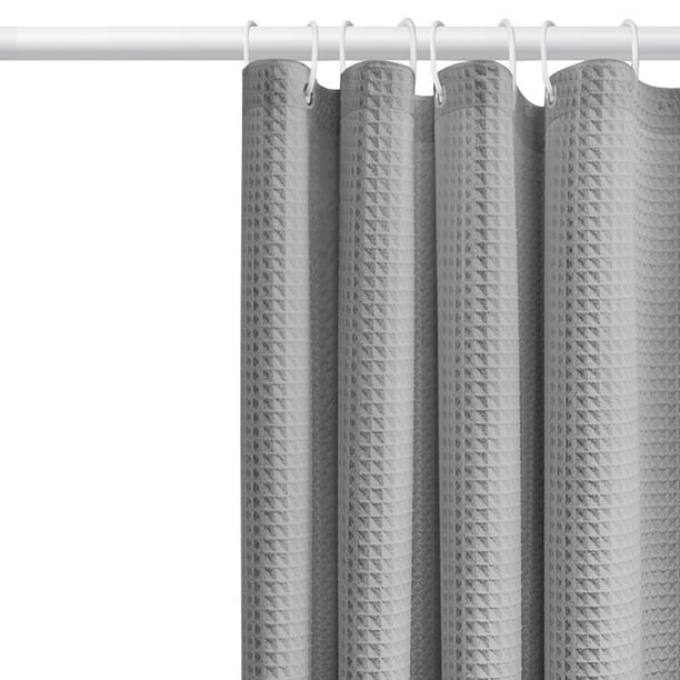 Waffle Shower Curtain, Shower Curtain With Waffle Weave, Fabric Shower Curtain Waffle Textured Heavy Duty, Hotel Quality Bathroom Shower Curtains, 72 X 72 Inches