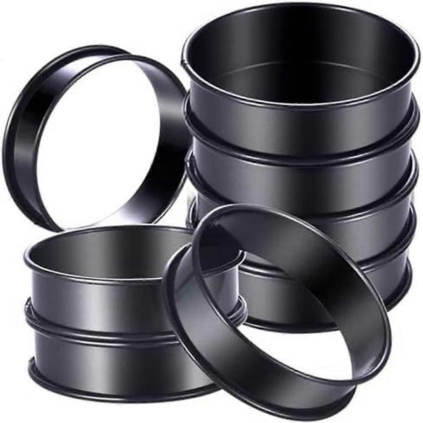 8pack Crumpet Rings Nonstick English Muffin Rings 4 Inch - Stainless Steel Double Rolled Tart Rings