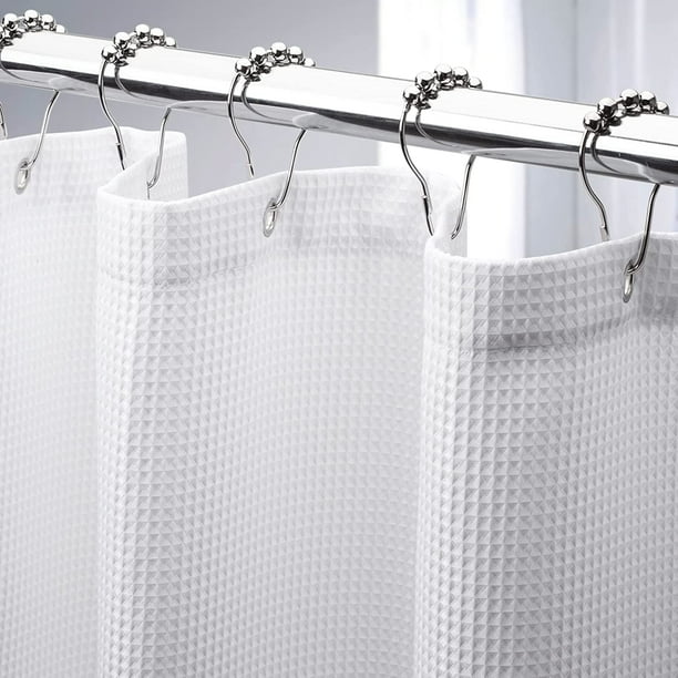 Waffle Shower Curtain, Heavy Duty Fabric Shower Curtains With Waffle Weave Hotel Quality Bathroom Shower Curtains, 72 X 72 Inches