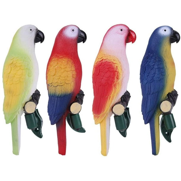 Ensemble De 4 Lampes Solaires Perroquet À Led Pour Décorations De Jardin.