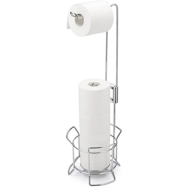 Toilet Paper Holder Stand, Bathroom Toilet Paper Storage For 3 Rolls Of Toilet Tissue, Toilet Paper Stands Freestanding Toilet Paper Roll Holder Stand For Storage Organizing, Chrome