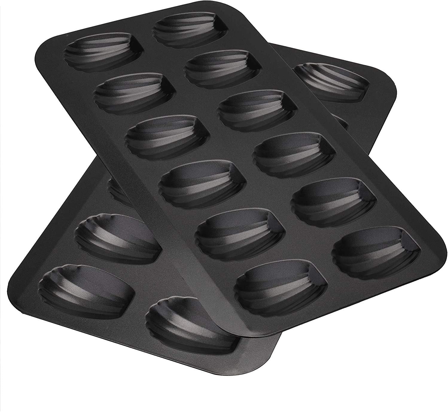 Lot De 2 Moules À Madeleines Antiadhésifs De 12 Cavités, En Forme De Coquillage, En Acier Au Carbone.