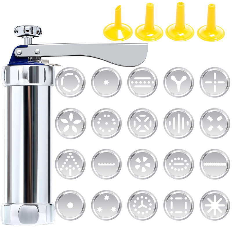 Pistolet À Biscuits - Presse À Biscuits Spritz Pour La Cuisson, Machine À Biscuits En Acier Inoxydable, Avec 4 Embouts Et 20 Disques De Pression Pour Biscuits
