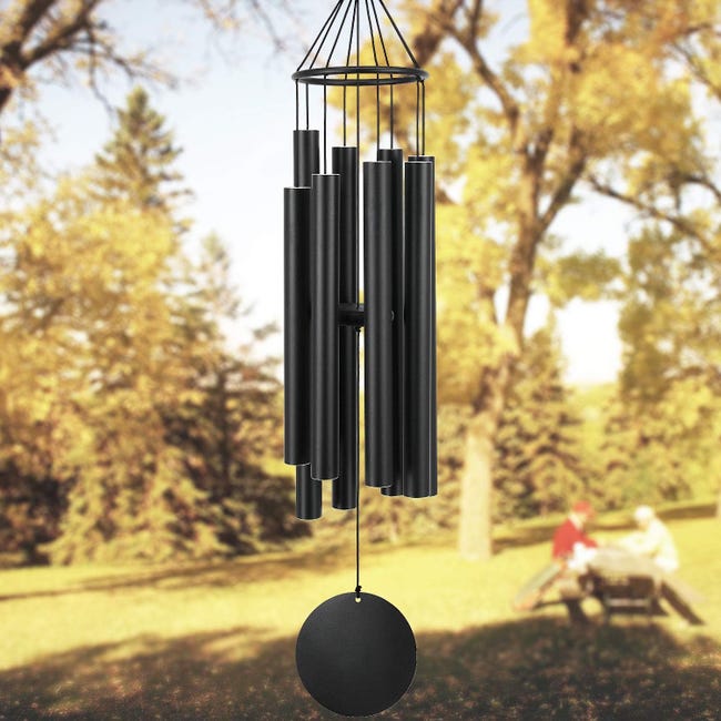 Carillon Éolien D'Extérieur Aux Sonorités Graves, 41 Pouces, Carillon Commémoratif Avec 6 Tubes Sonores, Adapté Aux Jardins, Patios Et Terrasses.