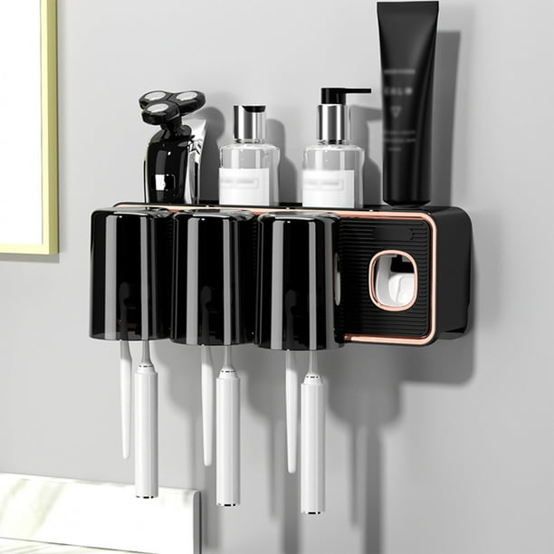 Toothbrush Holder, Toothbrush Holders For Bathrooms, Toothbrush Wall Mounted With Toothpaste Dispenser，with Toothbrush Cup,tray Bathroom Toothbrush Toothpaste Dispenser