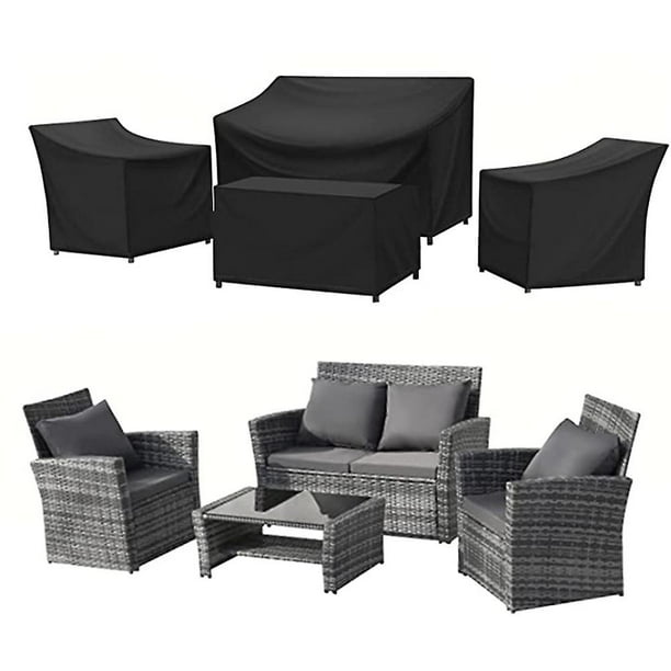 Garden Furniture Cover 1-4 Pieces 210d Durable Tarp For Outdoor Rattan Table Chair Sofa Garden Patio Cover-81x73x78x58cm-silver