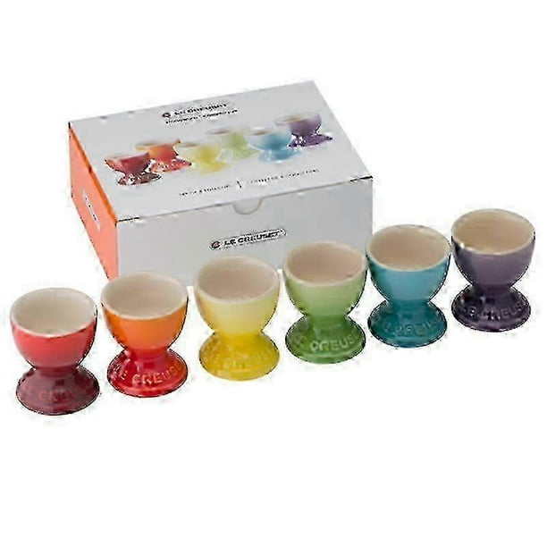 Plain Colourful Set Of 6 Egg Cups With Base, Colourful Egg Holder, Breakfast Accessories, Stoneware Tableware, Egg Stand -new