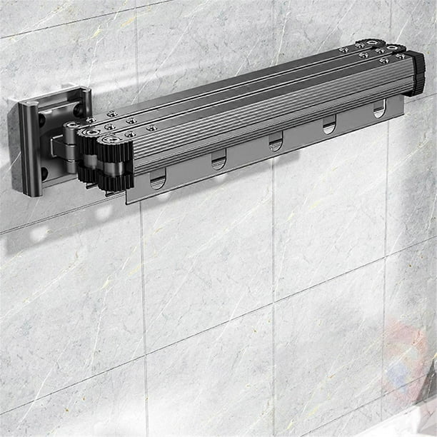 Foldable Retractable Wall Mounted Space Saver Clothes Hanger Rack,a