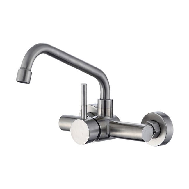 Robinet Mural Pour Evier Cuisine, Mitigeur Cuisine En Acier Inoxydable 304, Robinet Cuisine Avec Bec Rotatif