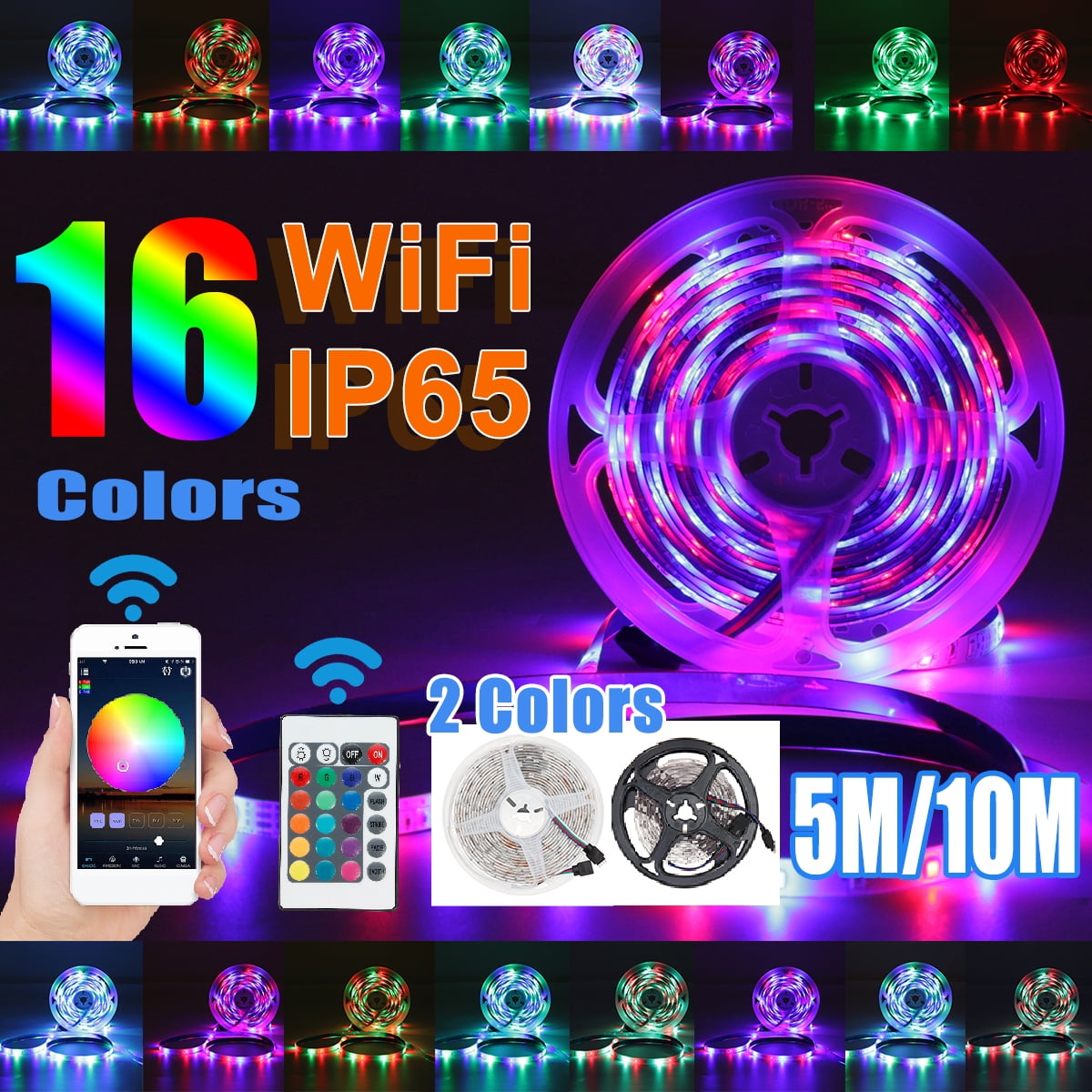 Led Strip Lights -10m/5m Waterproof 300 Led 5050 Led Lights Wifi Flexible Rgb Strip Lights Ir Controller