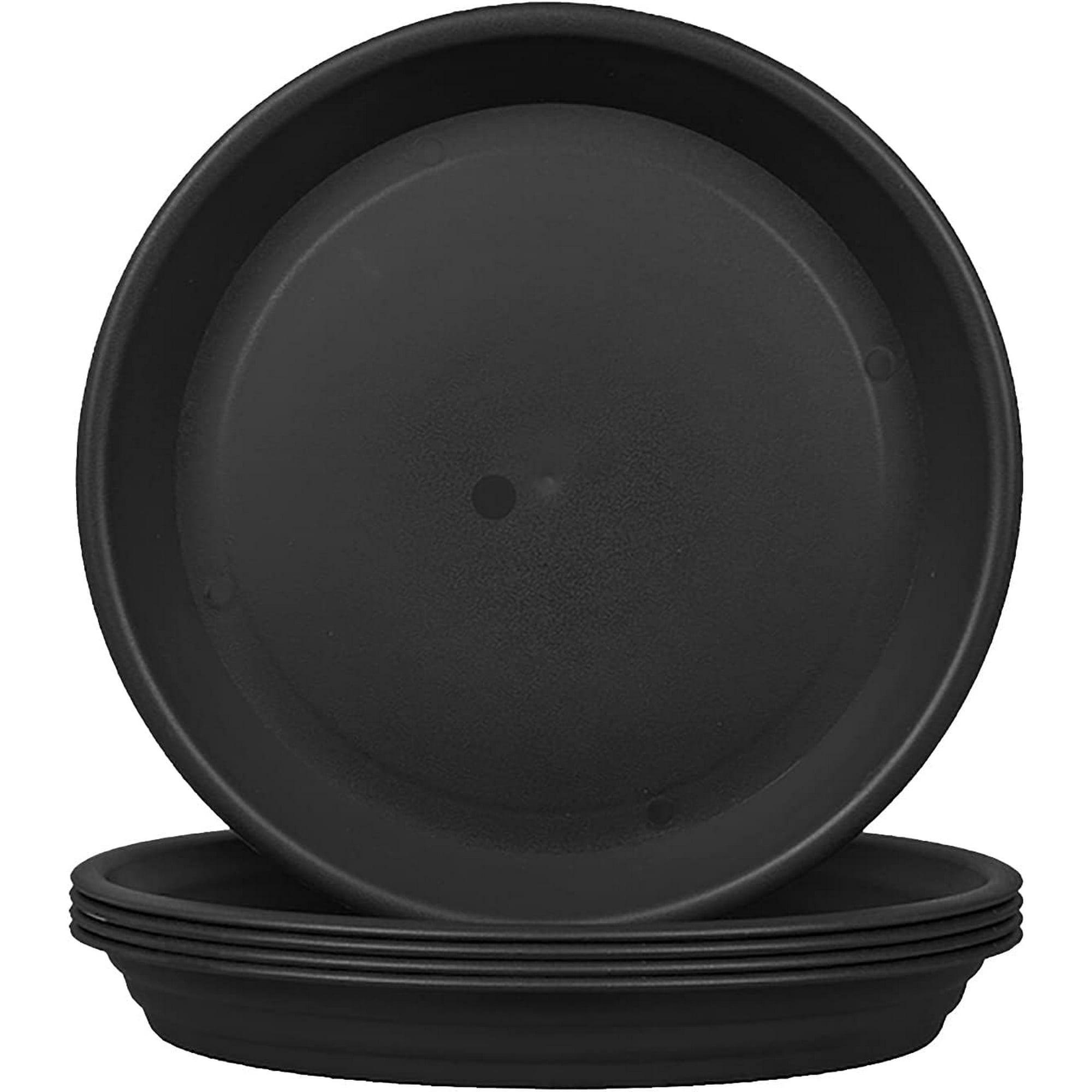Set Of 5 （black）flower Pot Saucer 25cm Round Tray Under Plastic Flower Pot Pot For Plants-for Indoor And Outdoor