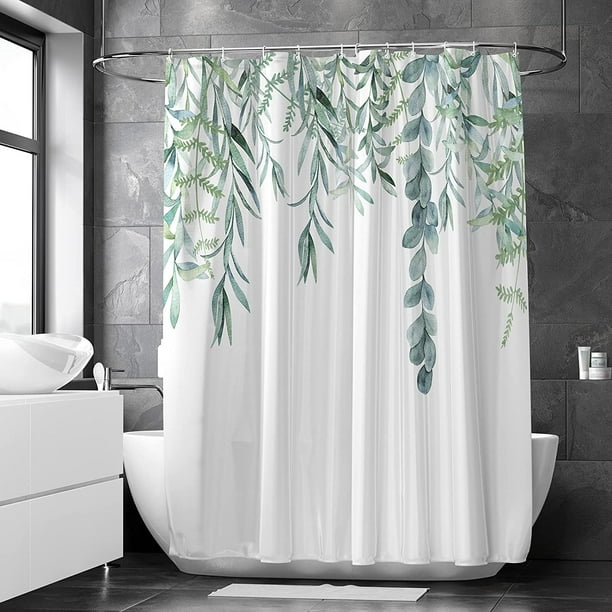 Shower Curtain, Green Shower Curtain For Bathroom, Extra Long Shower Curtains With 12 Hooks 72 X 78 Inches