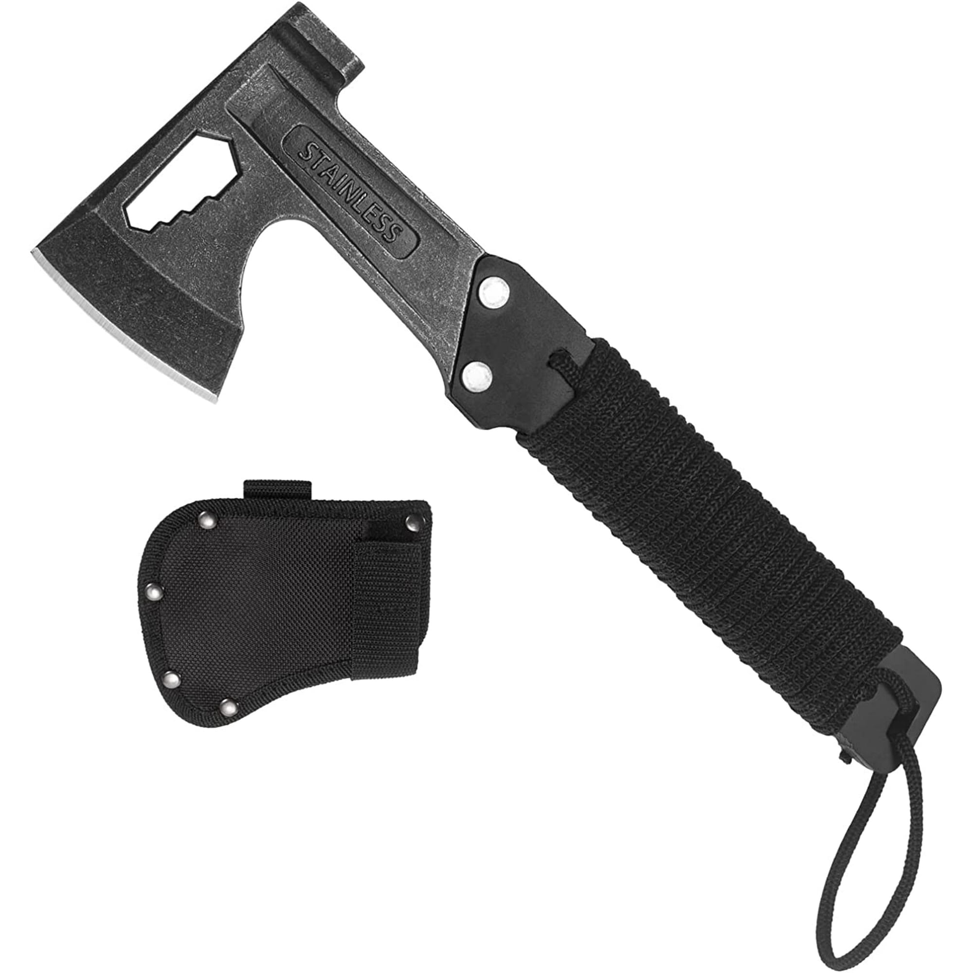 Hache De Camping Multifonction, Hachette De Jet De Survie Avec Étui, Tomahawk Avec Manche En Fibre De Nylon Pour La Survie En Plein Air, La Randonnée Et Le Camping (lot De 2).