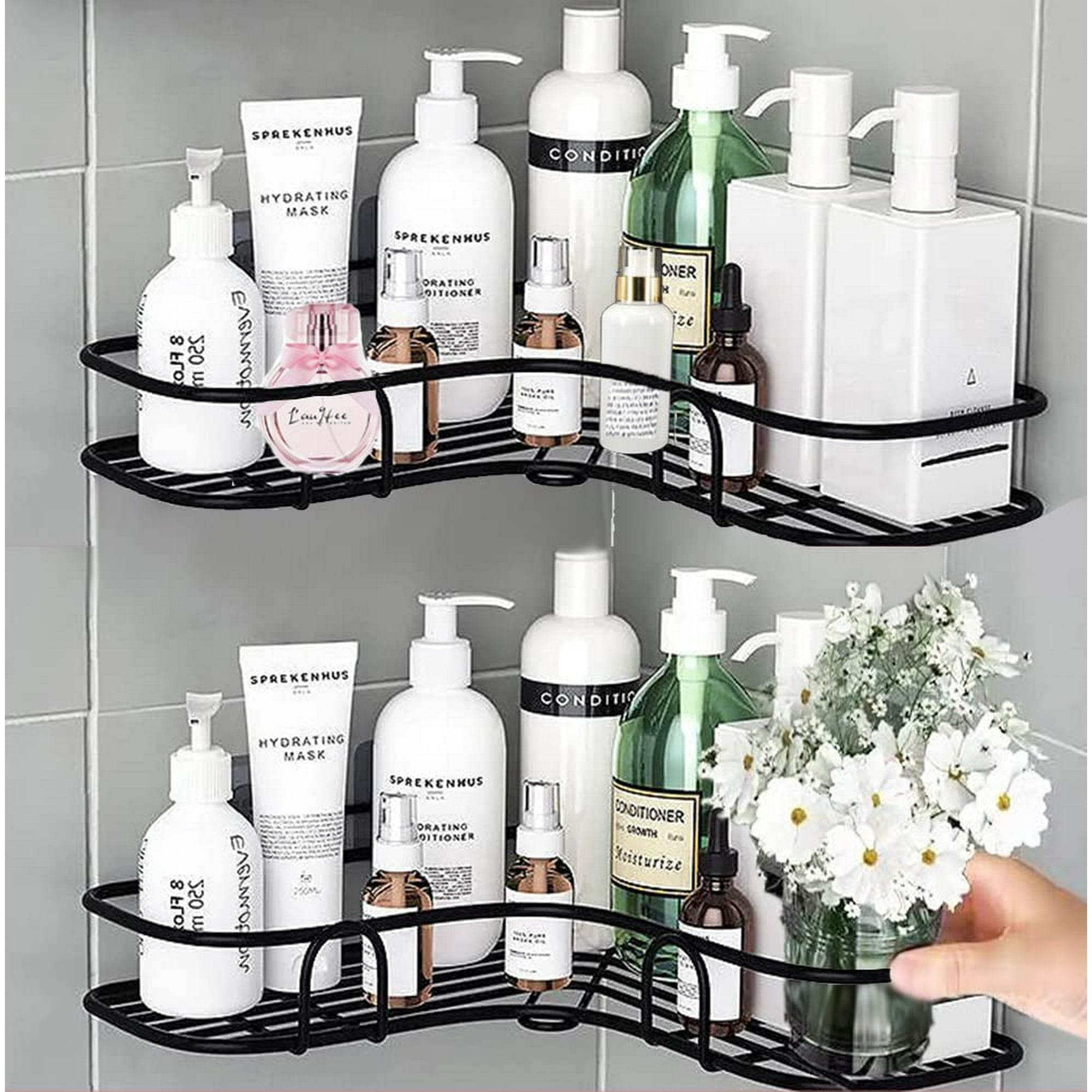 Ensemble De 2 Étagères De Douche D'Angle, Sans Perçage, Paniers De Rangement Muraux Pour Salle De Bain/cuisine