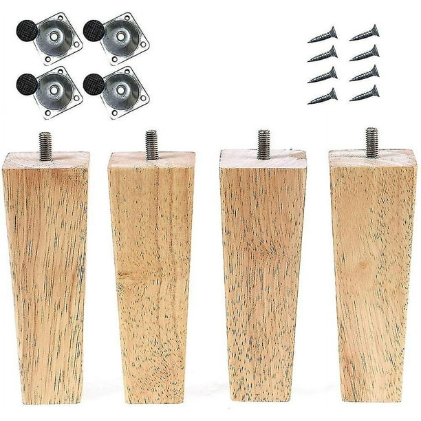 Lot De 4 Pieds De Canapé En Bois - Pieds De Rechange De 15 Cm Pour Meubles Avec Système De Fixation