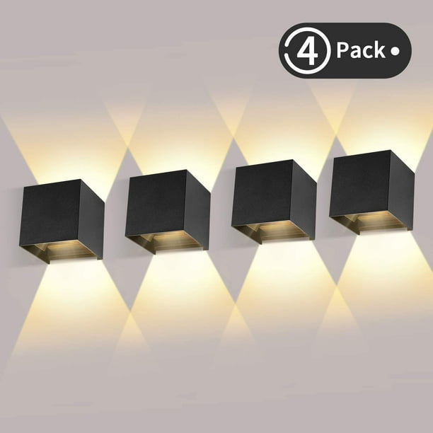 Pack 12w Led Wall Lights Indoor / Outdoor Wall Lamp Up And Down Adjustable Light Beam 2700-3000k Warm White