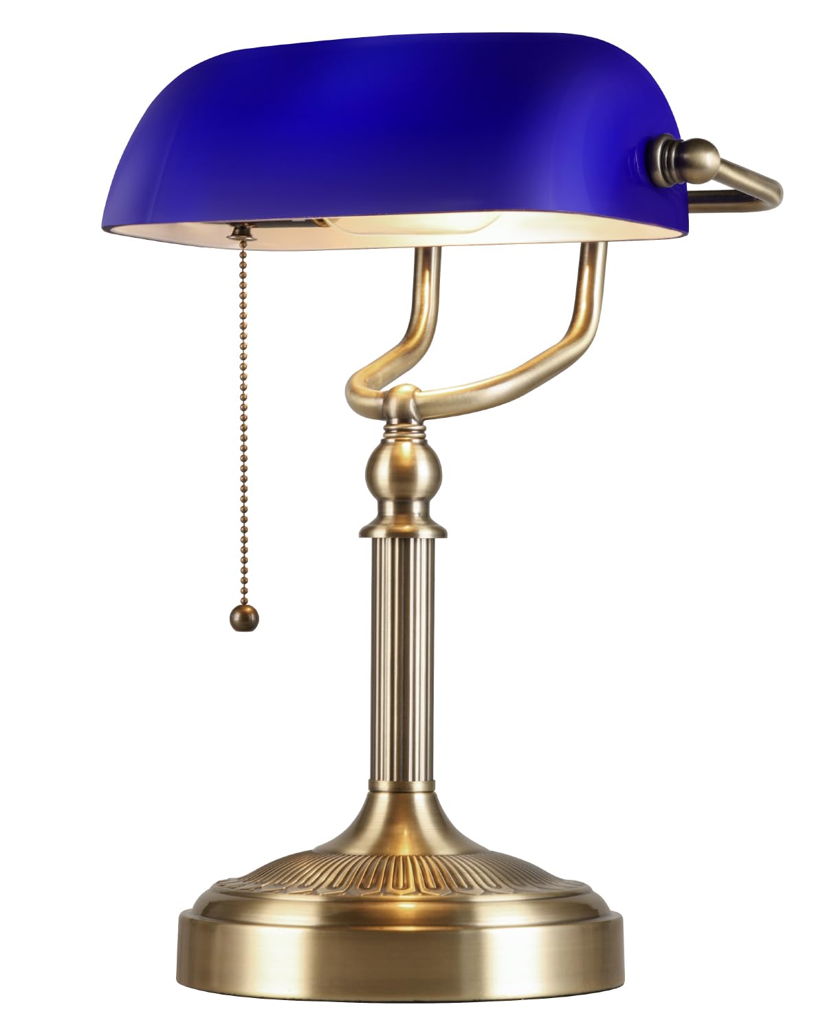Lampe De Bureau De Banquiers En Verre Bleu, Avec Interrupteur À Chaîne, Luminaire Enfichable Pour La Maison, Le Bureau Et La Bibliothèque
