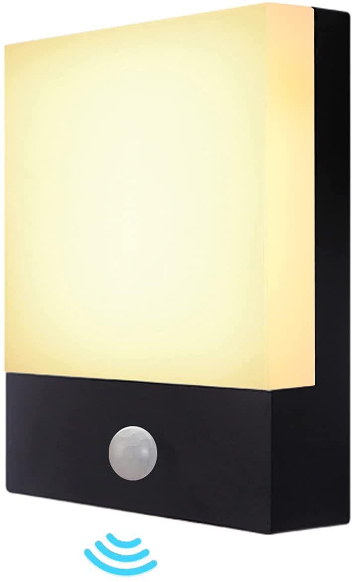 Luz Led De Pared Para Exteriores Con Sensor De Movimiento, Lámpara De Exterior Para Terraza, Blanco Cálido, 3000k, Ip65, 12w