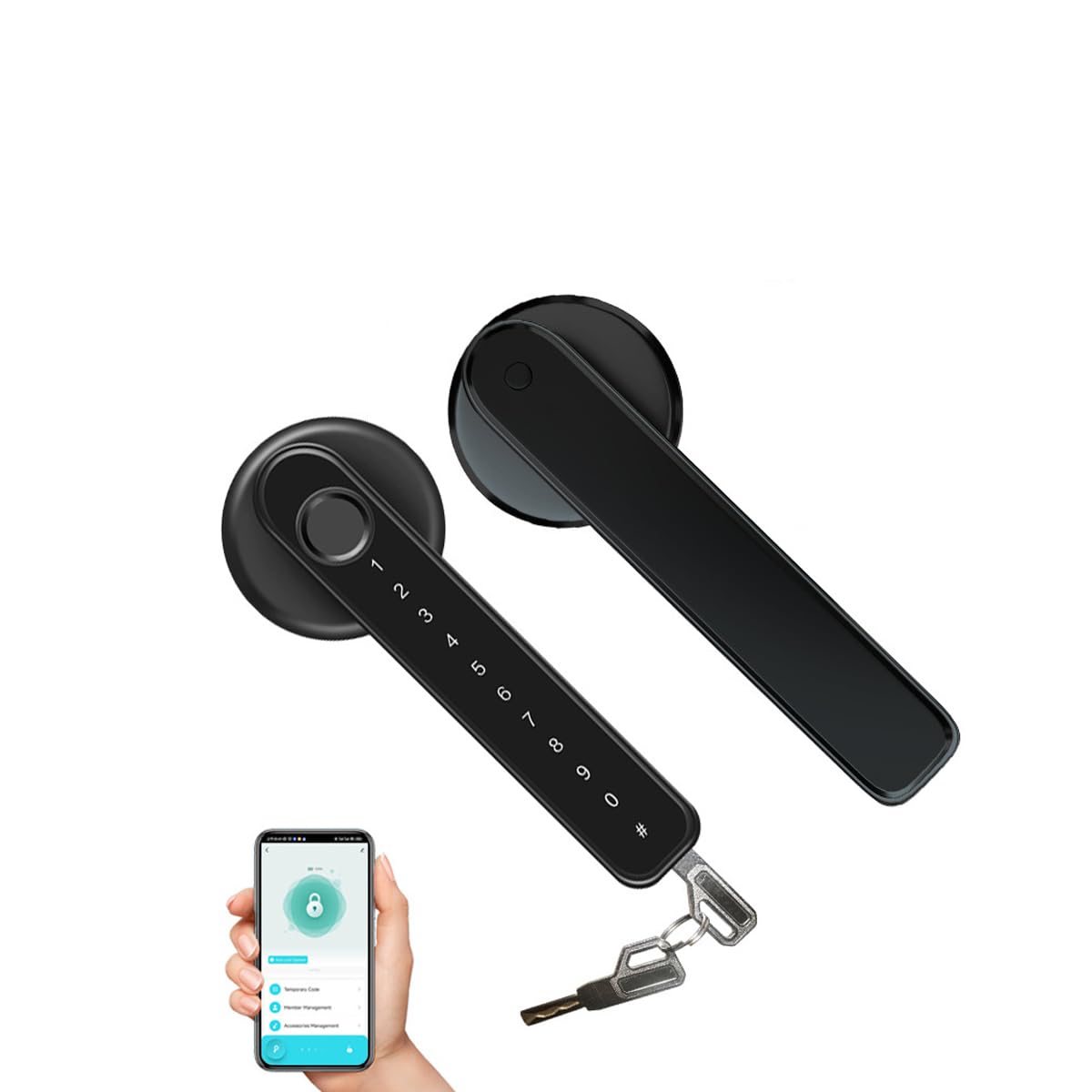 Serrure De Porte Intelligente À Empreintes Digitales Avec Poignée De Clavier Pour Maison, Appartement, Bureau, Porte D'Entrée, Chambre À Coucher, Serrure De Porte D'Entrée Sans Clé
