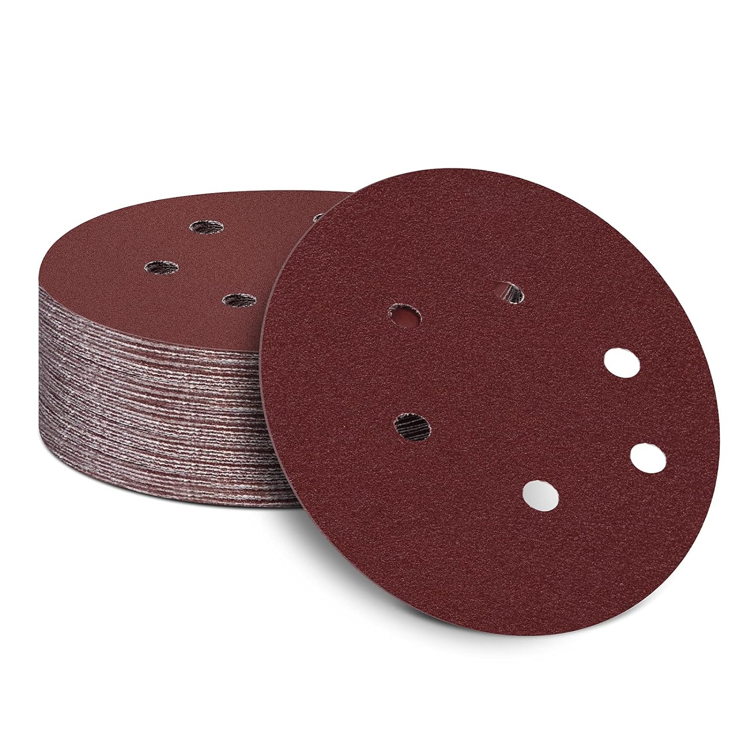 Disques De Ponçage De 150 Mm Pour Ponceuse Orbitale Aléatoire Grain 60, Papier De Verre De 150 Mm, Feuilles De Ponçage Velcro 6 Trou (50 Pièces)